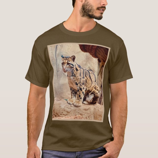 Camiseta naturaleza de imagen de leopardo nublado (Anverso)