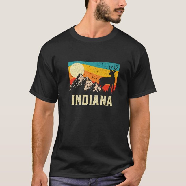 Camiseta Naturaleza de Indiana Deer Wild Retro Senderismo p (Anverso)