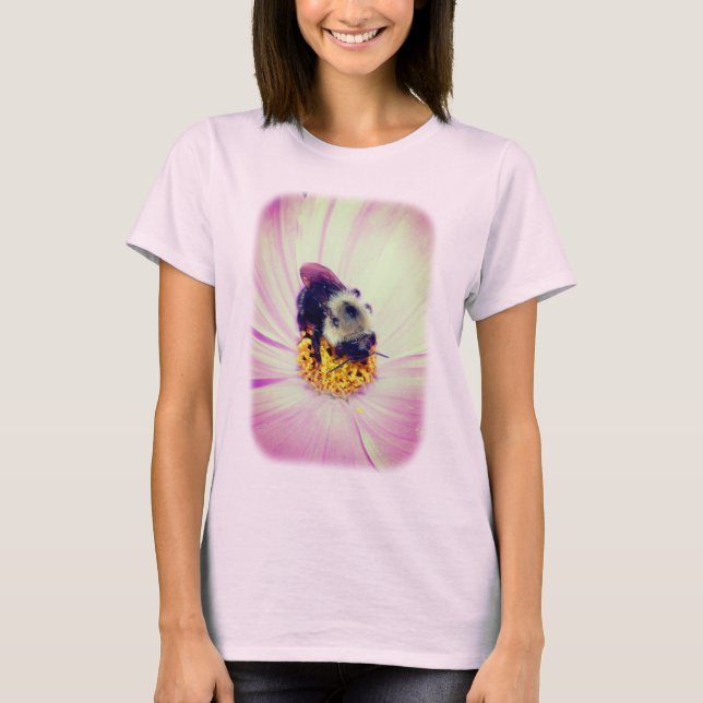 Camiseta Naturaleza de la flor rosa de la abeja Bumble (Anverso)