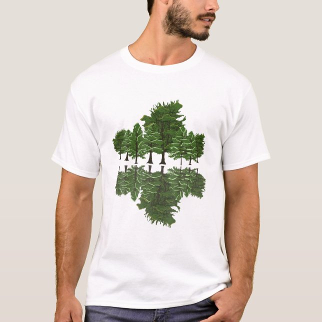 Camiseta Naturaleza de la reflexión forestal de los árboles (Anverso)