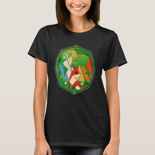 Camiseta Naturaleza de la Tierra Retro Wildlife Forest Anim (Anverso)
