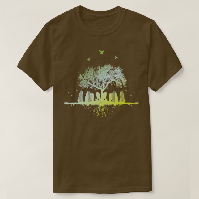 Camiseta naturaleza de los árboles de la ciudad de los bosq (Diseño del anverso)