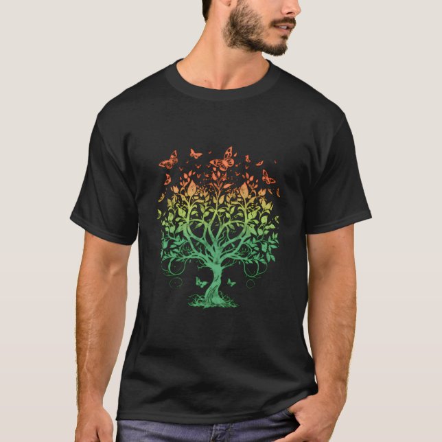 Camiseta Naturaleza De Mariposa De Árbol De Vida Amor Conse (Anverso)