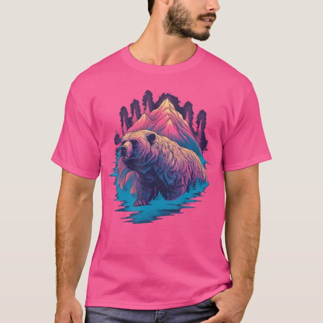 Camiseta Naturaleza de oso pardo Alaska Caza Senderismo (Anverso)