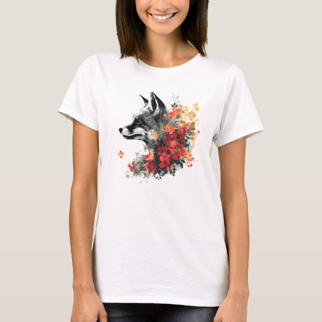 Camiseta Naturaleza de vida silvestre Boho Floral Fox (Anverso)