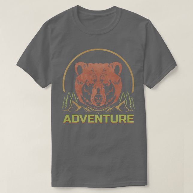 Camiseta Naturaleza del Camping de Aventura del oso Grizzly (Diseño del anverso)