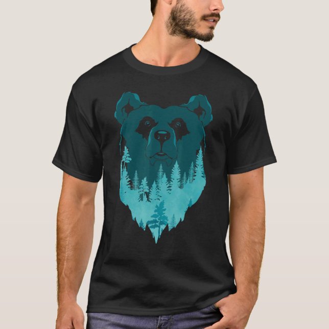 Camiseta Naturaleza del oso marrón Árboles silvestres B (Anverso)