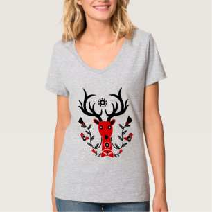Camiseta Naturaleza escandinava Cabeza de ciervo Art T-Shir