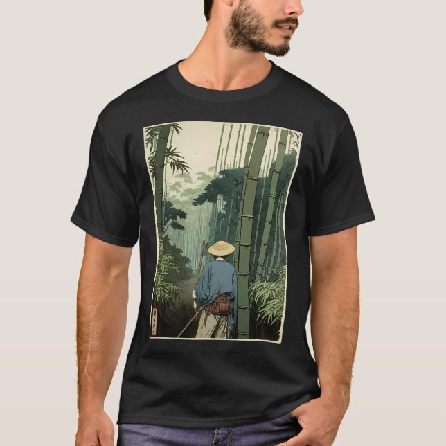 Camiseta Naturaleza espiritual del bloque de madera del bam (Anverso)
