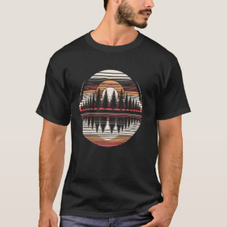 Camiseta Naturaleza gráfica del atardecer vintage de árbole