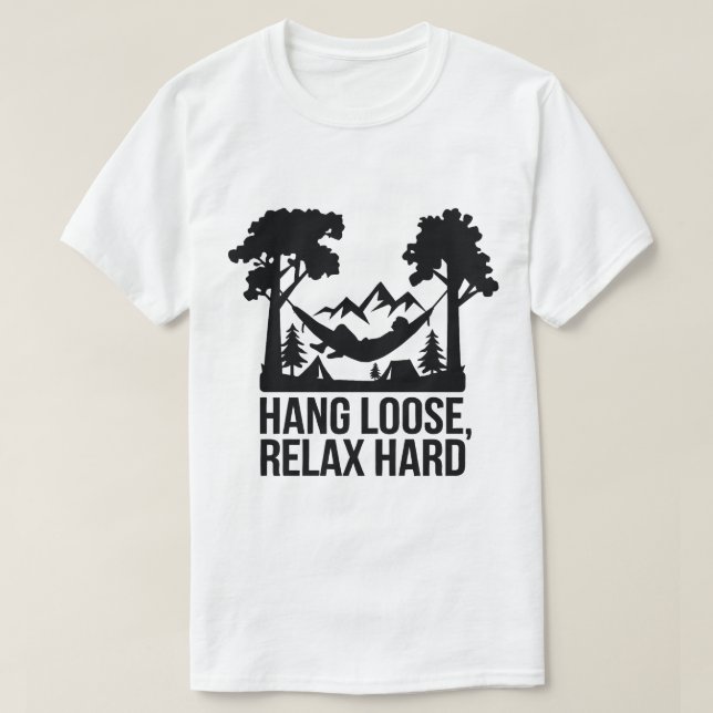 Camiseta Naturaleza Hammock Camping Relajante Silhouette Ar (Diseño del anverso)