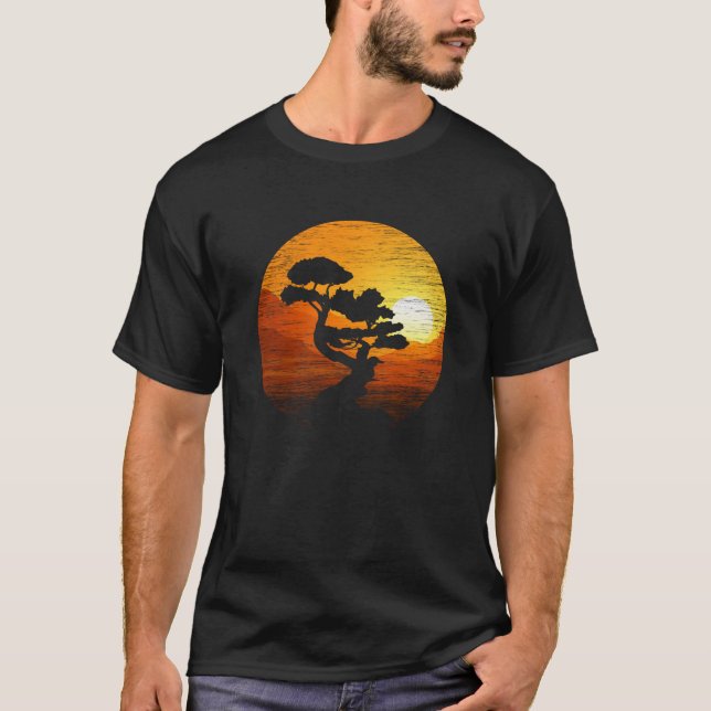 Camiseta Naturaleza japonesa del arte del atardecer (Anverso)