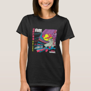 Camiseta Naturaleza japonesa Sunset Esoteric Retro Design