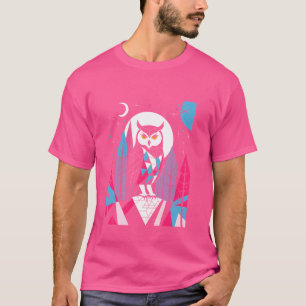 Camiseta Naturaleza Moon Retro Owl Arte Geométrico