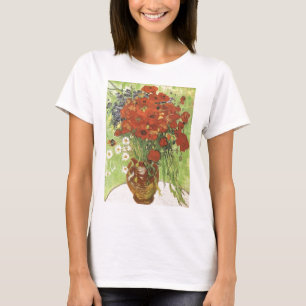 Camiseta Naturaleza muerta - Amapolas rojas y margaritas