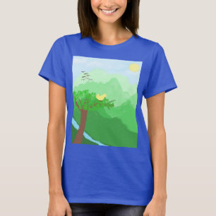 Camiseta Naturaleza pintada con colores acrílicos arte