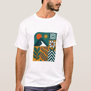 Camiseta Naturaleza retro Resumen Floral geométrica moderni