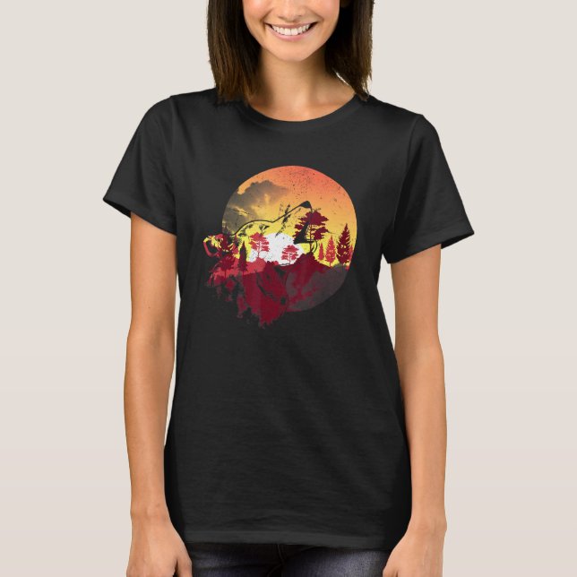Camiseta Naturaleza silvestre Sunset Animal Howling Wolf Tr (Anverso)