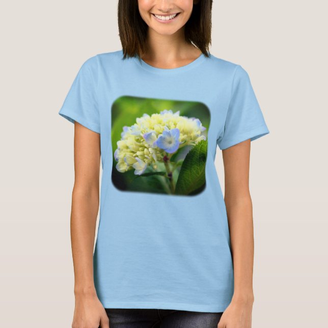 Camiseta Naturaleza suave de las flores de Hydrangea azul (Anverso)