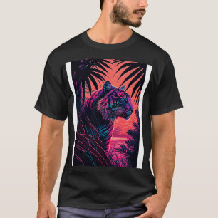 Camiseta Naturaleza Tigre Retrowave Synthwave Resumen Anima
