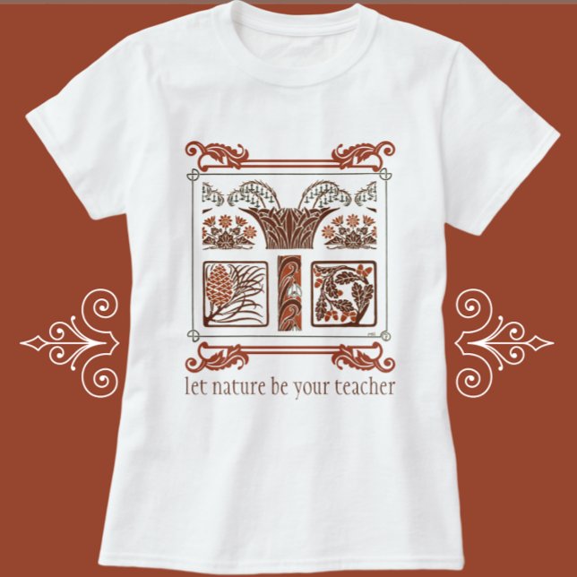 Camiseta Naturaleza vintage Art Deco Pineconas Florales (Subido por el creador)