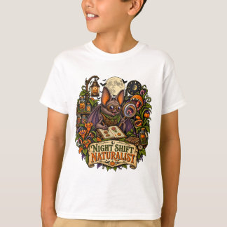 Camiseta Naturalista del Turno Nocturno Murciélago Hallowee