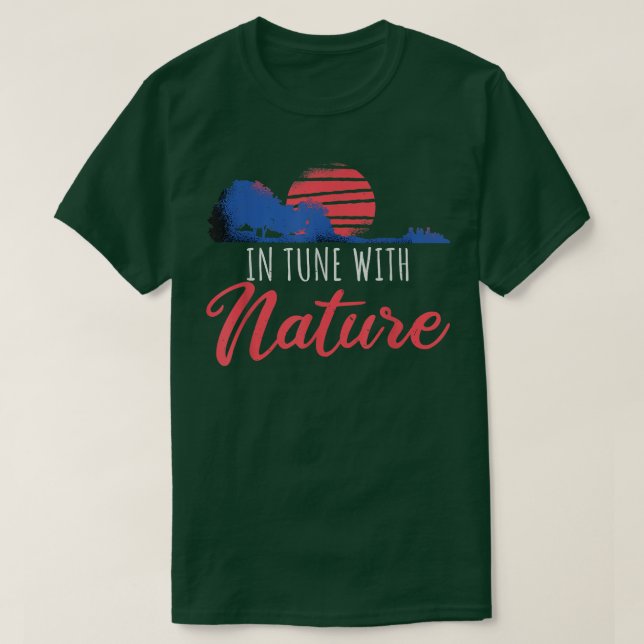 Camiseta Nature And Music Guitar Trees Retro  (Diseño del anverso)