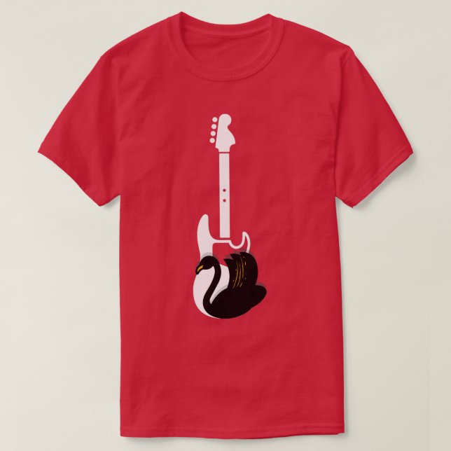 Camiseta Nature Guitar swan black white (Diseño del anverso)