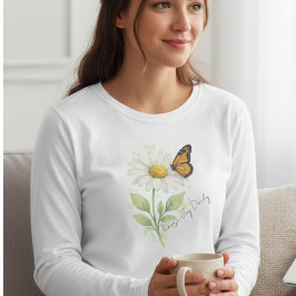 Camiseta Nature Inspired Inspirational Daisy and Butterfly
