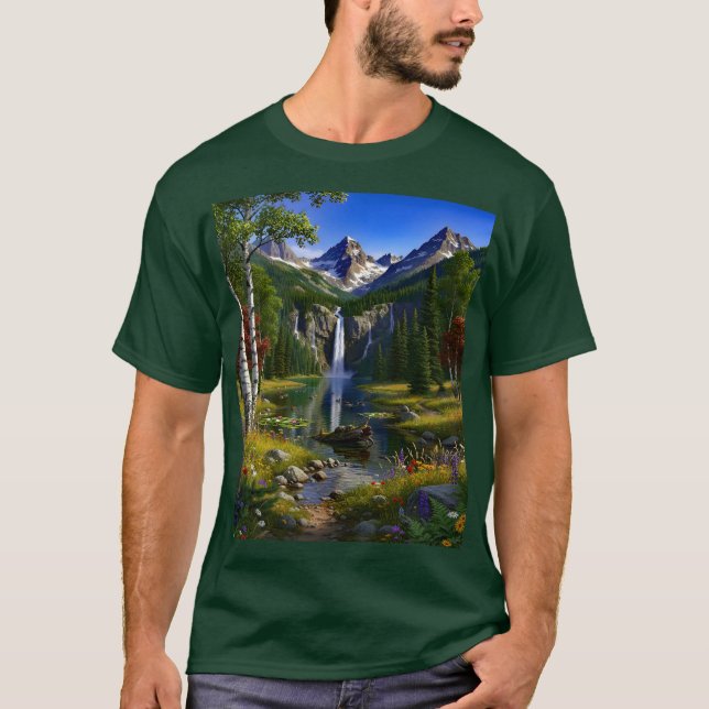 Camiseta Nature Scenery Mountains Waterfalls Lake Pond (Anverso)