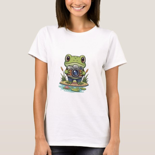 Camiseta Nature Snapper: Adorable Photographer Frog (Anverso)