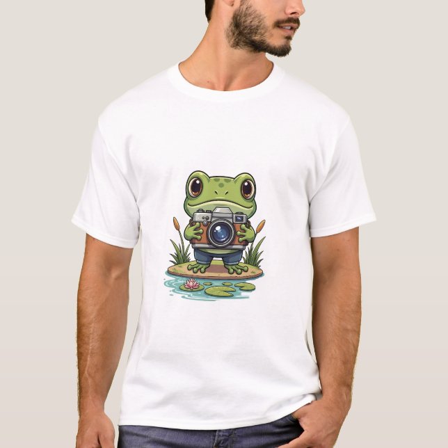 Camiseta Nature Snapper: Fotógrafo de rana adorable (Anverso)