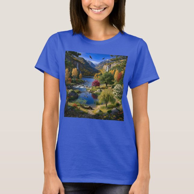 Camiseta Nature Wilderness Scenery Mountains Waterfalls (Anverso)