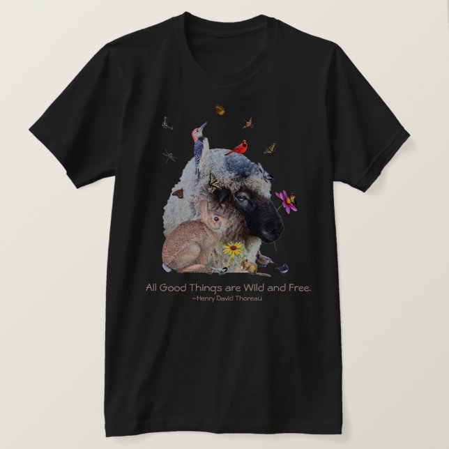 Camiseta Nature Wildlife con Thoreau cita: (Anverso del diseño)