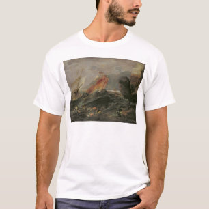 Camiseta Naufragio en una orilla rocosa, c.1645-50