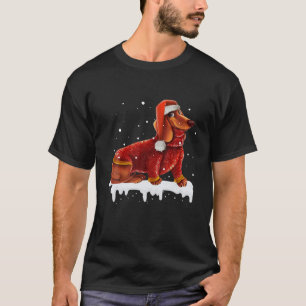 Camiseta Naughty Dachshund Santa Navidades Luces de hadas P