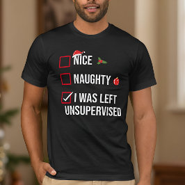 Camiseta Naughty Dejó Navidades Graciosos Sin Supervisión