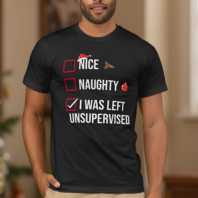 Camiseta Naughty Dejó Navidades Graciosos Sin Supervisión (Subido por el creador)