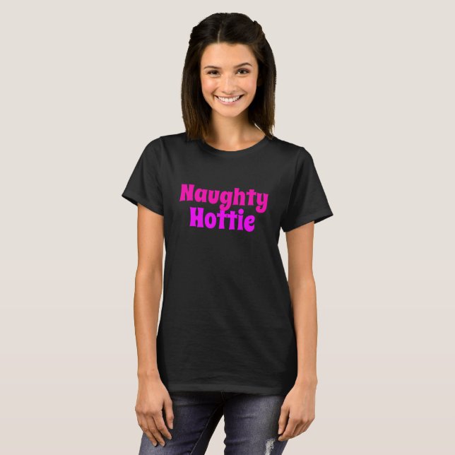 Camiseta NAUGHTY HOTTIE de estilo retro para mujer (Anverso completo)