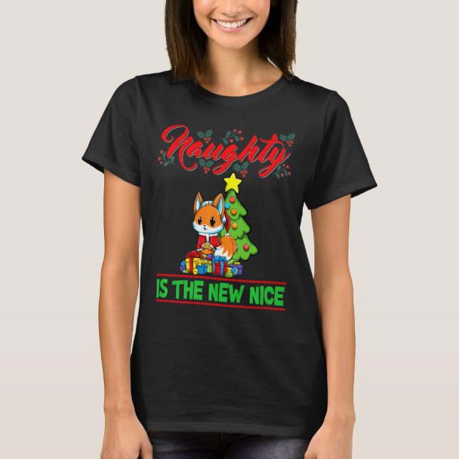 Camiseta Naughty Is The New Nice Christmas Santa Xmas Premi (Anverso)
