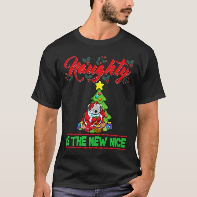 Camiseta Naughty Is The New Nice Christmas Santa Xmas Premi (Anverso)