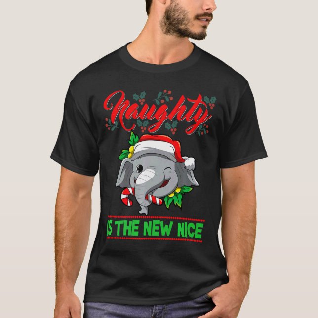Camiseta Naughty Is The New Nice Christmas Santa Xmas Premi (Anverso)