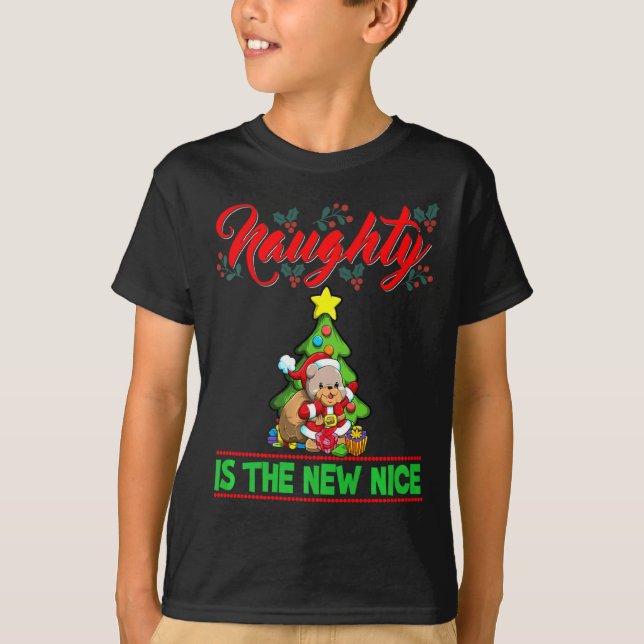 Camiseta Naughty Is The New Nice Christmas Santa Xmas Premi (Anverso)
