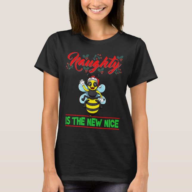 Camiseta Naughty Is The New Nice Christmas Santa Xmas Premi (Anverso)