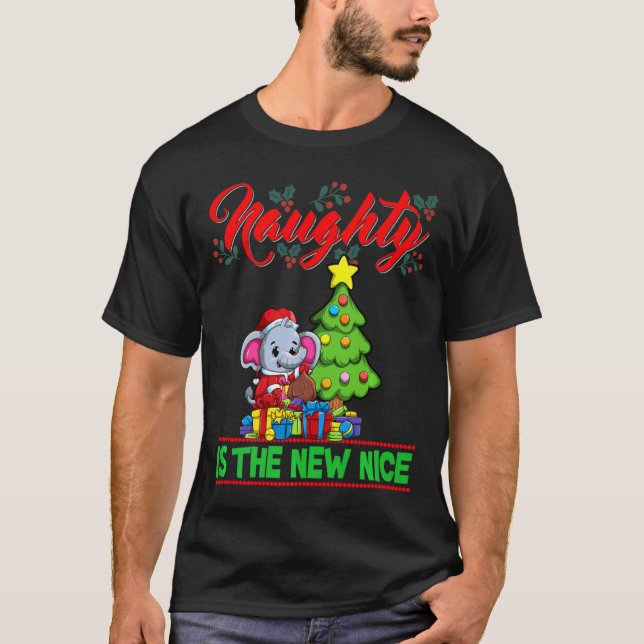 Camiseta Naughty Is The New Nice Christmas Santa Xmas Premi (Anverso)
