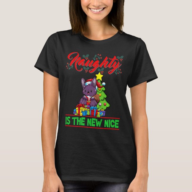 Camiseta Naughty Is The New Nice Christmas Santa Xmas Premi (Anverso)