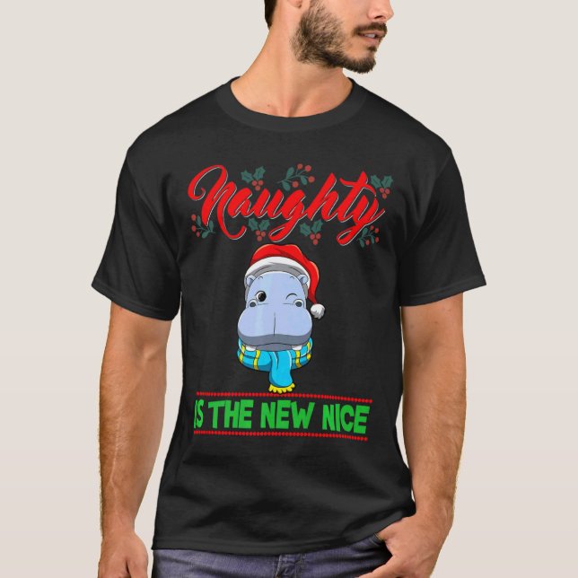 Camiseta Naughty Is The New Nice Christmas Santa Xmas Premi (Anverso)