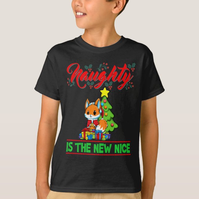 Camiseta Naughty Is The New Nice Christmas Santa Xmas Premi (Anverso)