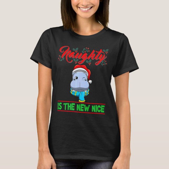 Camiseta Naughty Is The New Nice Christmas Santa Xmas Premi (Anverso)