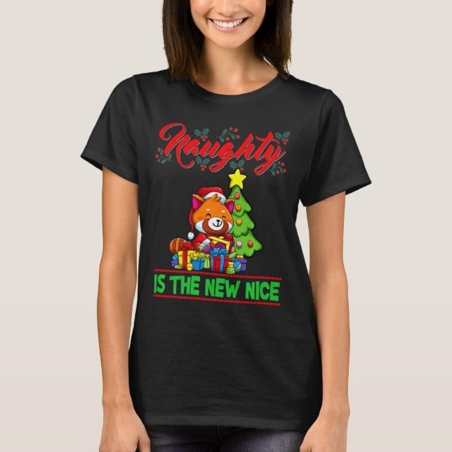 Camiseta Naughty Is The New Nice Christmas Santa Xmas Premi (Anverso)